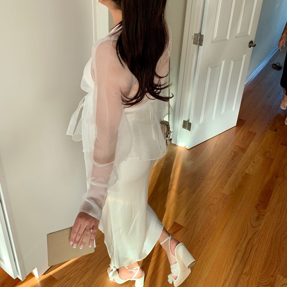 Bridal slip dress & organza overlay wrap top